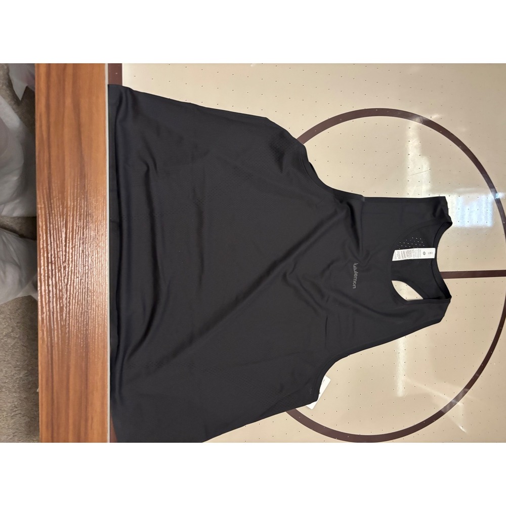 1162 Lululemon Fast and Free Singlet Black Mesh Running Tank Top XL